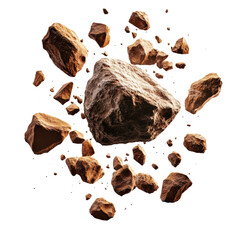 Poster - Textured rock against a black background highlighting the natural patterns and unique features of the stone surface isolated on transparent background..