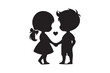 © Babul - Girl and a boy holding hands icon silhouette illustration with white background. (01)