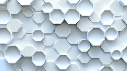 Poster - Abstract Octagon Pattern: White Geometric Design