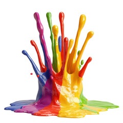 Aufkleber - Vibrant multi-colored paint splashes creating an artistic explosion of color on a bright white background isolated on transparent background..