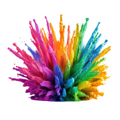 Aufkleber - A colorful explosion of paint splattering in various directions creating a vibrant and artistic abstract background isolated on transparent background..