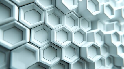 Poster - Abstract Hexagon Pattern:  A Modern 3D White Geometric Design