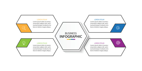 Aufkleber - business infographic template. 4 step timeline journey. process diagram, infographic elements vector