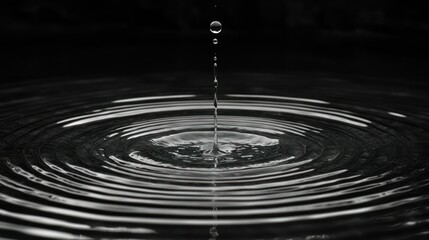 Poster - Water Drop Impact: A Black and White Study of Ripples