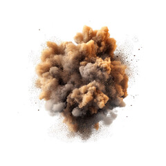 Aufkleber - Powerful brown explosion of powder creating a dramatic visual effect against a plain background with dust particles isolated on transparent background..