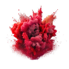 Aufkleber - Stunning red and pink powder explosion creating a dramatic and colorful scene of celebration and artistic expression isolated on transparent background..