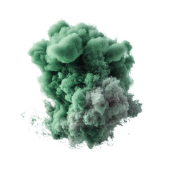 Aufkleber - Dense green smoke cloud forming a mysterious and ethereal atmosphere against a dark background isolated on transparent background..