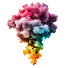 Aufkleber - A dramatic cloud of colorful smoke billowing into the air creating an eye-catching and artistic scene isolated on transparent background..