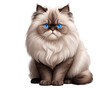 © Gustav - Captivating illustration of a fluffy persian cat with piercing blue eyes, radiating elegance and charm, sitting gracefully with a majestic aura and refined composure