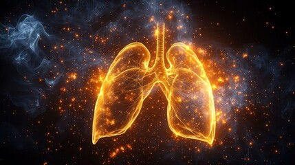 Poster - Lungs Glowing in Cosmic Dust: Breathtaking Anatomy Art