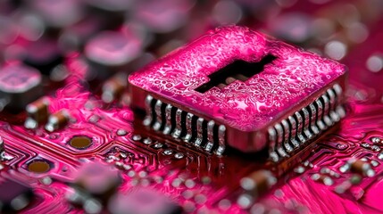 Poster - Abstract Macro Photography of a Pink Circuit Board