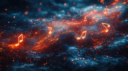 Poster - Abstract Music Waves: A Symphony of Light and Sound
