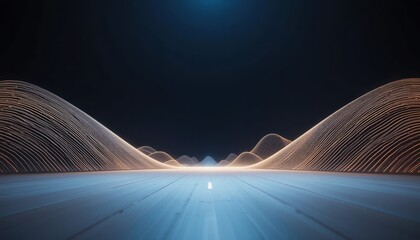 Poster - Dynamic light waves in motion futuristic digital environment abstract visuals technology concept immersive perspective creative design