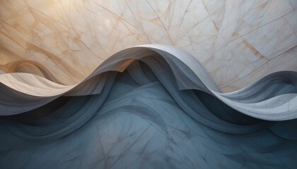 Poster - Dynamic waves of curved paper art installation contemporary gallery visual artwork minimalist environment close-up view creative concept for art enthusiasts