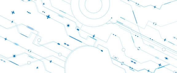 Fototapete - Vector design motherboard or circuit board on white background. Technology blue circuit diagram concept.