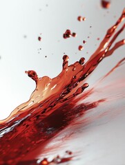 Poster - Captivating crimson surge: Abstract portrayal of liquid motion and dynamic forms