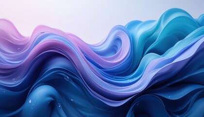 Poster - Dynamic fluid waves in shades of blue and purple abstract art digital creation calm environment aerial view fluidity concept