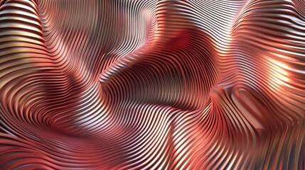 Poster - An abstract rendering of wavy flowing textured metallic surfaces