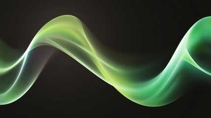 Poster - green flowing and wavy abstract artwork against a dark background