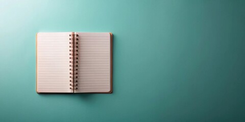 Poster - An Open Spiral Notebook Ready for Your Ideas and Notes on a Teal Background