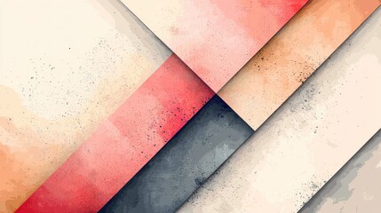 Poster - Abstract Watercolor Geometric Design: Shades of Peach, Coral, and Grey