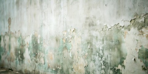 Poster - Textured Weathered Wall Surface with Flaking Paint and Uneven Coloration Showing Age and Decay