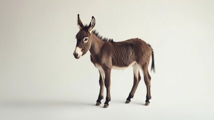 Aufkleber - Mini donkey standing gracefully with a rustic vibe on a white background featuring soft shadows