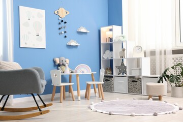Aufkleber - Child's room with stylish furniture and toys. Interior design