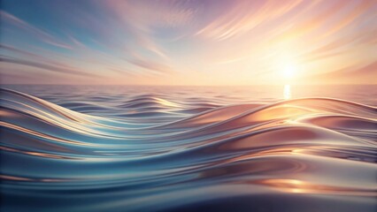 Aufkleber - Serene Sunset Over Liquid Metal Ocean Waves Reflecting Golden Hour Light