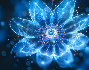 Poster - Abstract blue background with glowing connections and dots