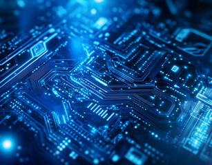 Poster - Abstract blue background with digital connections and data technology