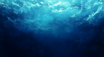 Poster - Abstract Blue Dark Water Background: A painting of deep blue water with abstract shapes and textures