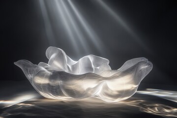 Poster - Creative light display of a translucent abstract sculpture in a dark setting
