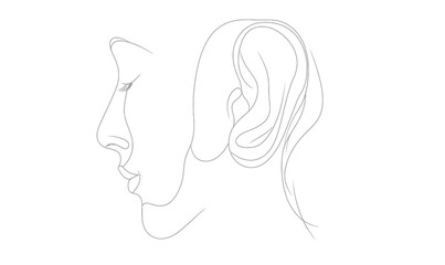 Poster - Minimalist Ear Silhouette Continuous Line Art Illustration for Modern Design Concepts