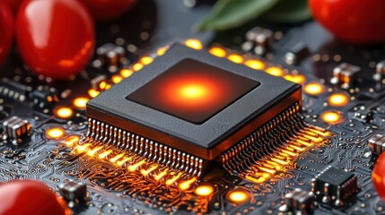 Poster - Illuminated Microchip: Technological Marvel
