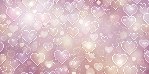 Fototapete - Lovely Pink Hearts Background with Soft Glowing Lights and Subtle Variations in Size and Tone