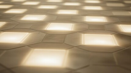 Poster - Illuminated abstract flooring displaying light and geometric tile patterns