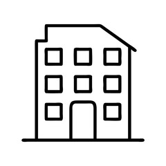 Poster - Simple building outline illustration with windows and door for architectural design use