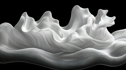 Poster - Abstract White Fabric Wave Digital Art