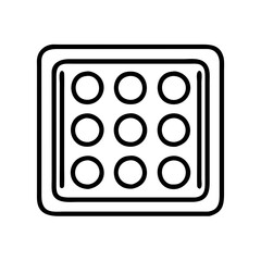 Poster - Isolated outline icon of nine circles in a square container, minimalist style vector graphic design