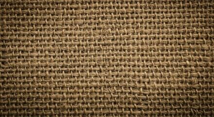 Poster - Detailed Close Up of Rough Brown Burlap Fabric Weave Texture Pattern