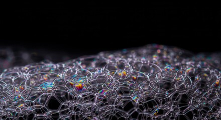 Poster - Abstract close up of iridescent foam bubbles creating a unique pattern