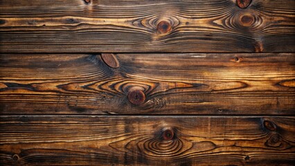 Poster - Richly textured dark brown wooden planks background showing intricate grain patterns and knots