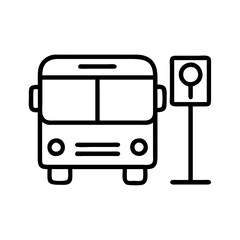 Poster - Bus stop icon vector illustration public transportation symbol bus station sign outline design 90
