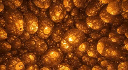 Aufkleber - Abstract Formations of Golden Bubbles with Intricate Porous Structures