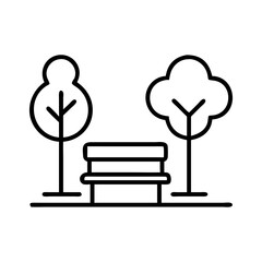 Aufkleber - Park bench trees outline icon vector illustration for landscape design and recreation area design