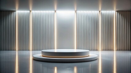 Poster - Elegant Two-Tiered Circular Display Platform with Subtle Backlighting and Vertical Paneling