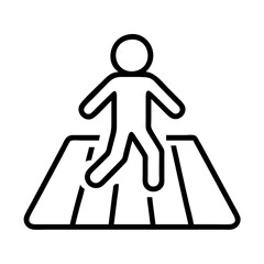 Poster - Pedestrian crossing icon vector illustration of person walking on zebra crossing street sign design
