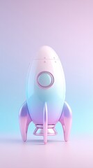 Wall Mural - A sleek, pastel-colored rocket against a soft gradient background, symbolizing innovation and exploration.