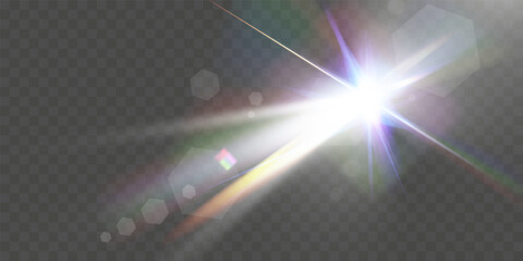 Aufkleber - Glowing light effects with transparency, lens flare, radiant beams, starbursts, and luminous sparkles for overlays and design.
